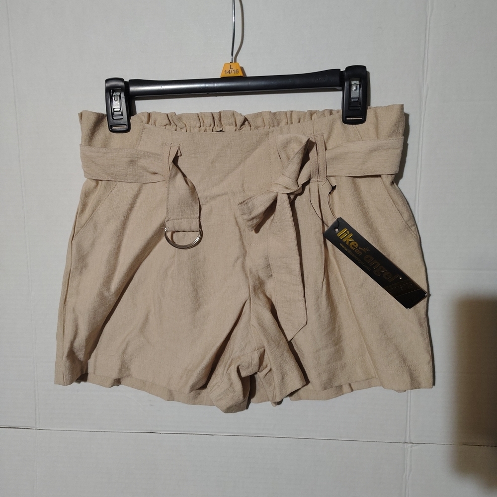 Love Fire Tan High Waist Paper-Bag Shorts